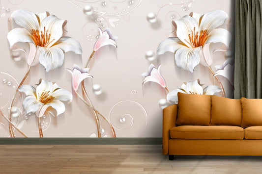 Pearl Lilies Elegance Wallpaper