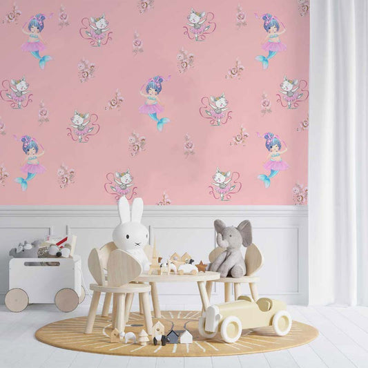 Pink Mermaid Ballet Wallpaper Delight