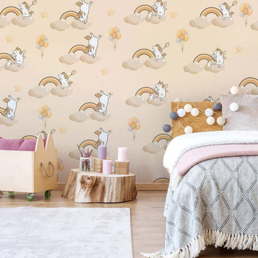 Playful Unicorns & Rainbows Wallpaper