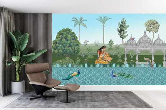 Regal Garden Princess & Peacocks Mural