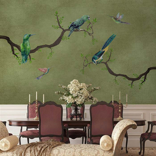Serene Avian Branch Wallpaper Mural