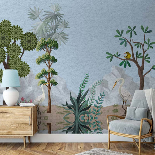 Serene Avian Oasis Wallpaper Mural