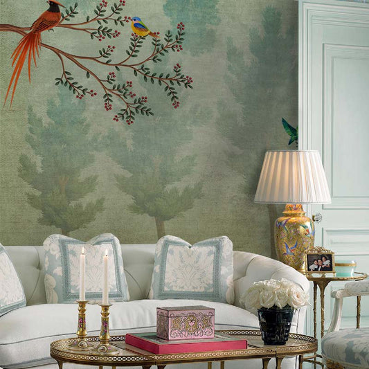 Serene Avian Woodland Wallpaper