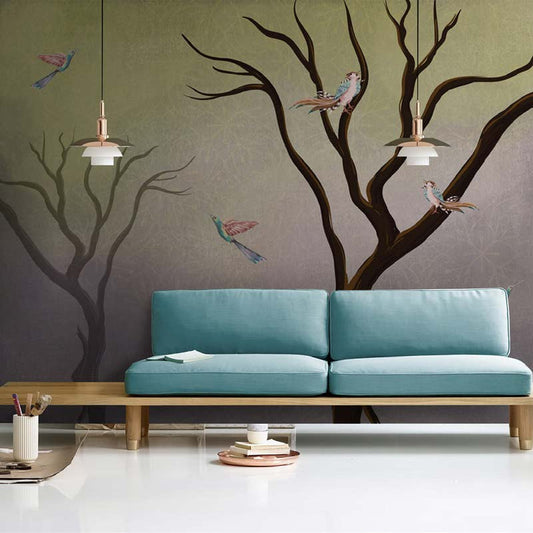 Serene Birds & Branches Wallpaper