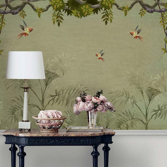 Serene Birds & Palms Wallpaper Mural