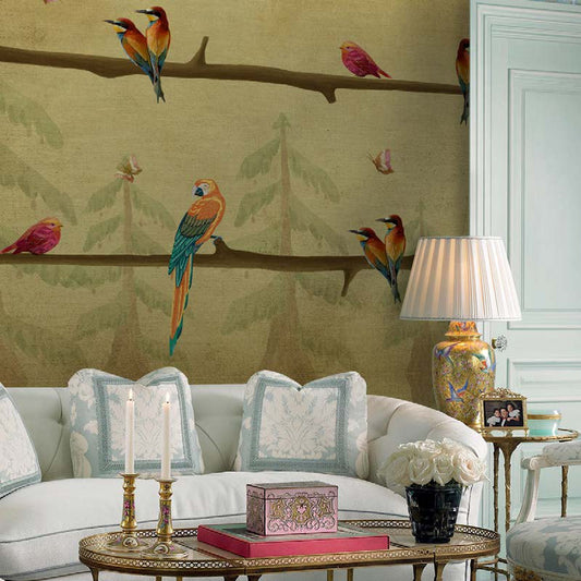 Serene Birds & Pines Wallpaper Mural