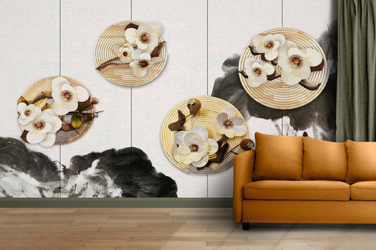 Serene Blossom Circles Wallpaper Mural