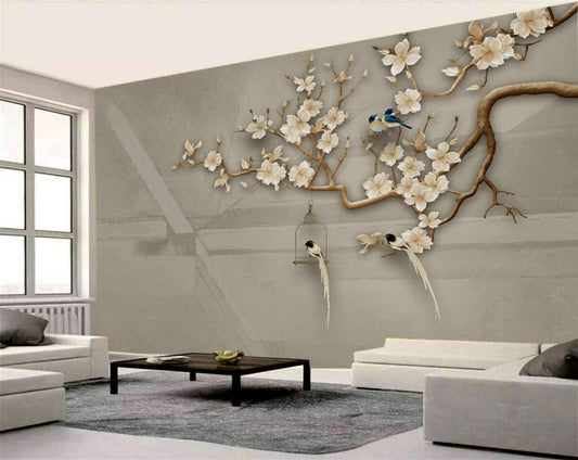 Serene Blossom & Bird Sanctuary Wallpaper