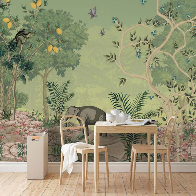 Serene Elephant & Jungle Paradise Mural