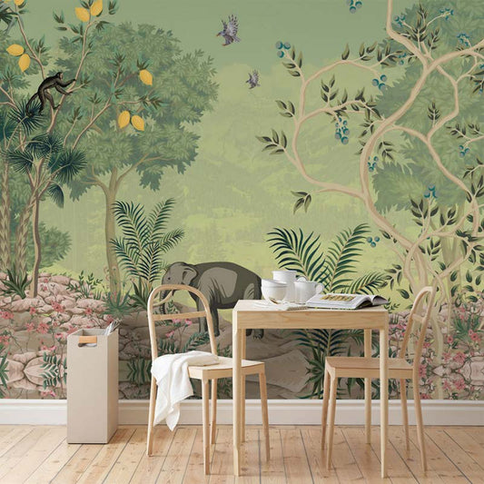 Serene Elephant & Jungle Paradise Mural