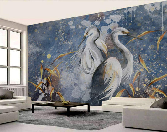Serene Heron Watercolor Haven