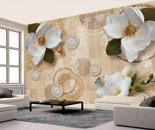Serene Magnolia Mandala Wallpaper