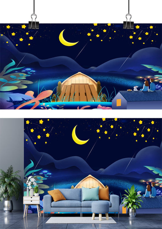 Serene Moonlit Night Lakeside Escape