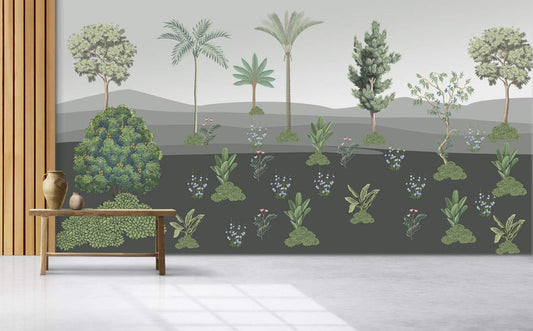 Serene Oasis Botanical Wallpaper Mural