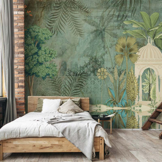 Serene Oasis Vintage Botanical Garden Wall Mural