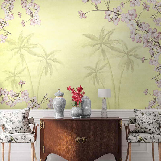 Serene Palms & Blossom Wallpaper