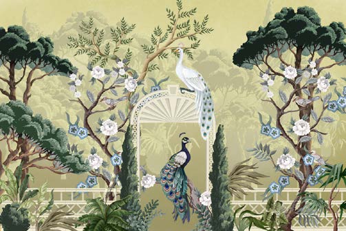 Serene Peacock Garden Paradise