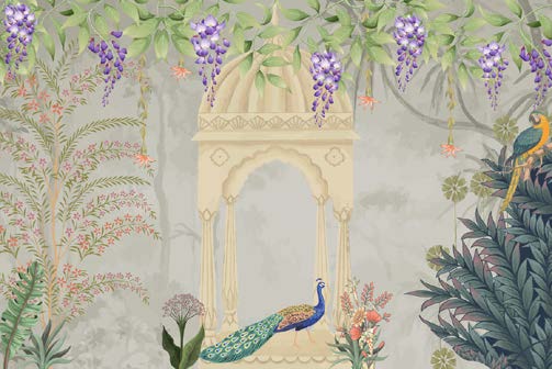 Serene Peacock Garden Pavilion