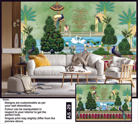 Serene Peacock Paradise Mural