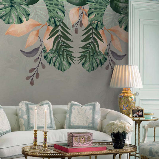 Serene Tropical Leaf Wallpaper Mural