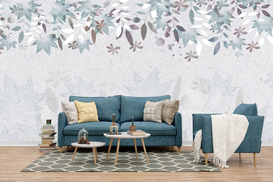 Serene Watercolor Leaves Wallpaper Mural