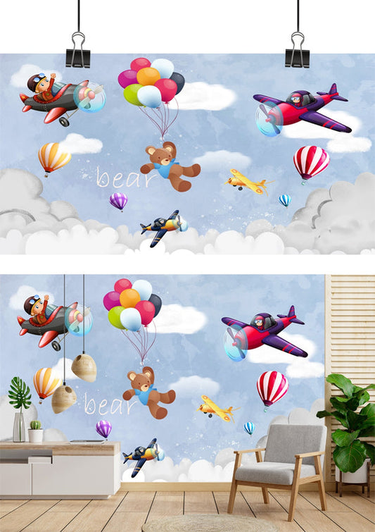 Sky High Teddy Bear Adventure Wallpaper