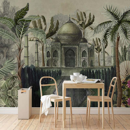 Taj Mahal Tropical Oasis Wallpaper