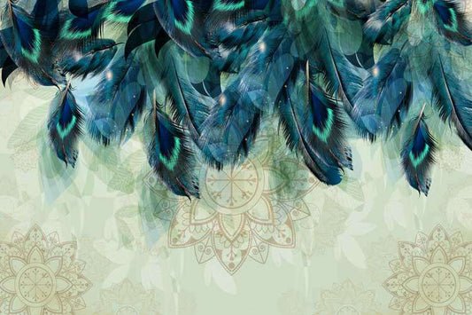 Teal Peacock Feathers Mandala Dream