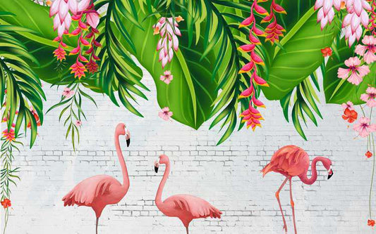 Tropical Flamingo Paradise Wall Mural