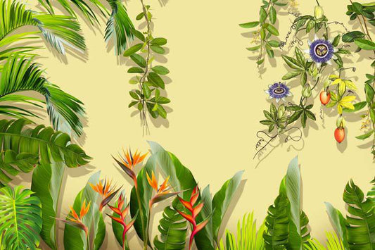 Tropical Paradise Lush Leaves & Exotic Blooms
