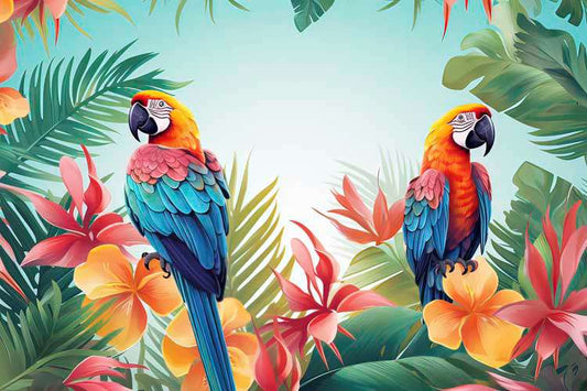 Tropical Paradise Macaws Wallpaper