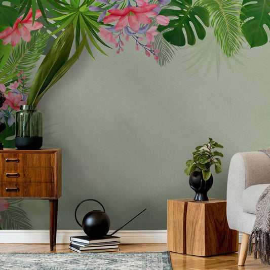 Tropical Paradise Sage Green Mural