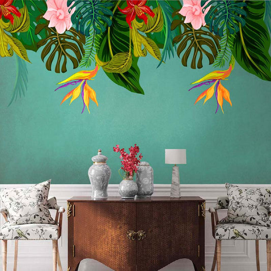 Tropical Paradise Teal Wallpaper Mural