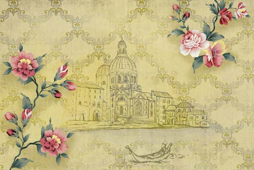 Venetian Romance Floral Damask Wallpaper