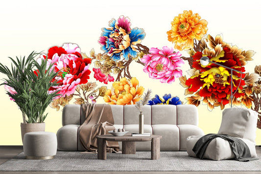 Vibrant Blossom Wallpaper Peonies in Paradise