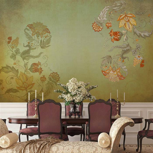 Vintage Botanical Sage Green Wallpaper