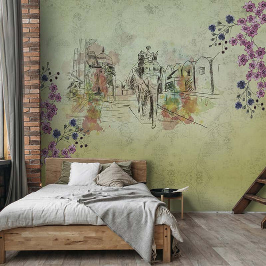 Vintage India Elephants & Floral Dreamscapes