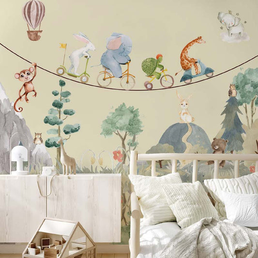 Whimsical Woodland Animal Adventure Wallpaper
