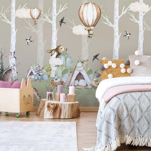 Whimsical Woodland Camping Adventure Wallpaper