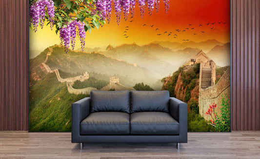 Wisteria Sunset Over the Great Wall