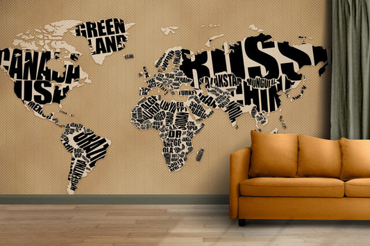 World Map Typography Wallpaper